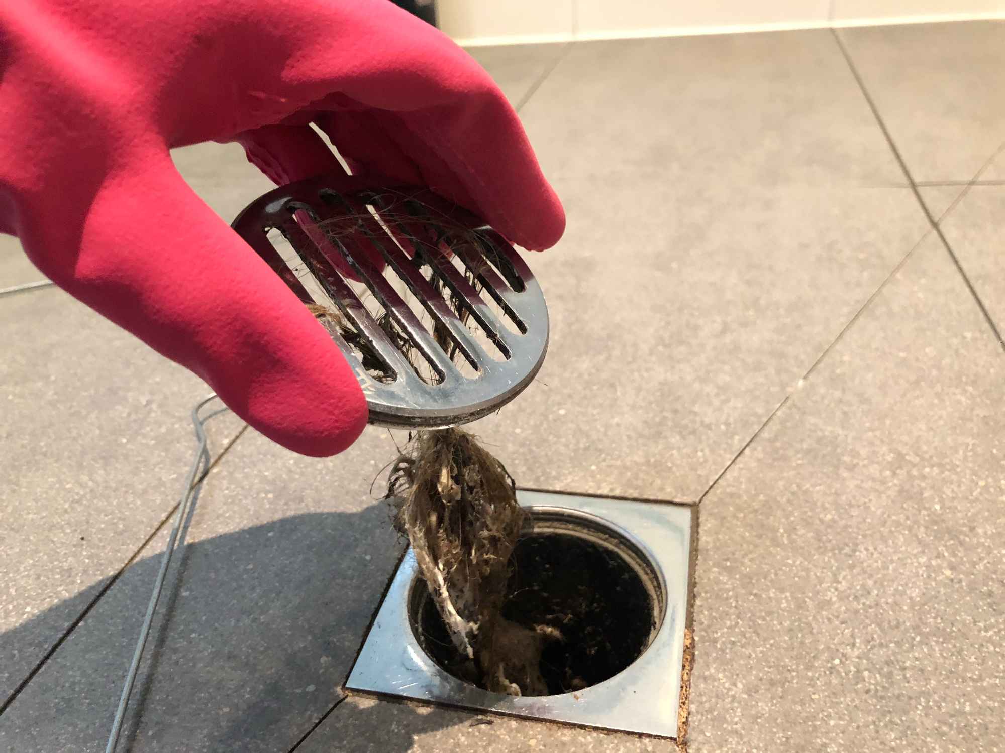 Clearing a clogged shower drain  